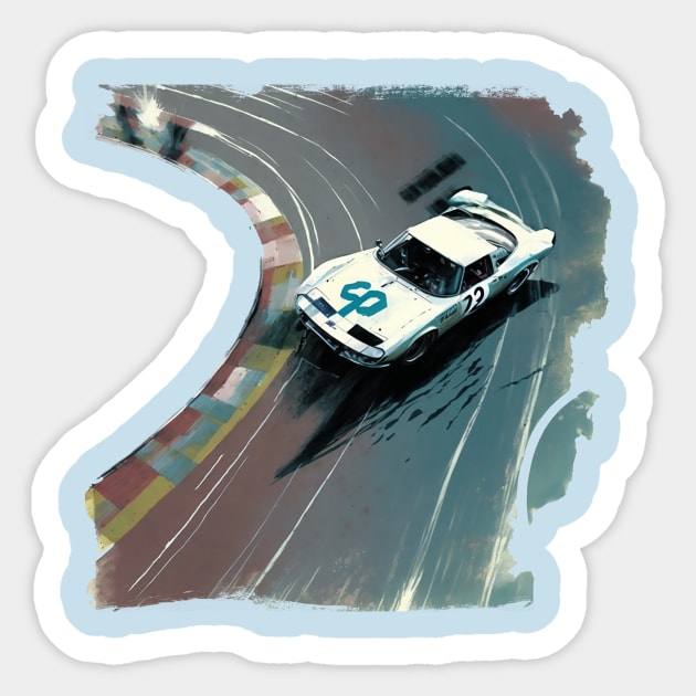 Retro Nascar Race Day Sticker by DavidLoblaw